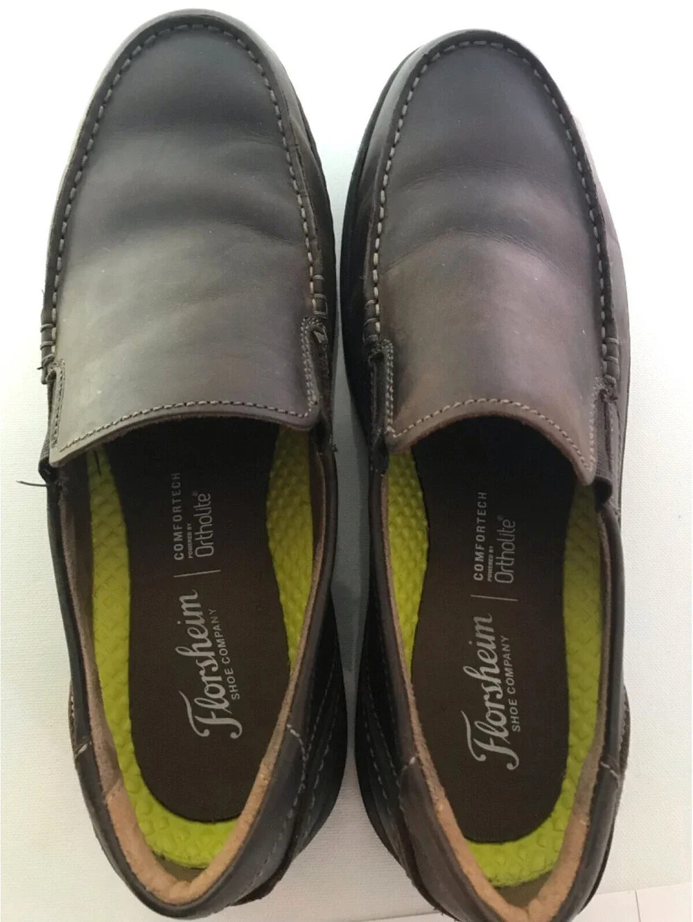 Mens Florsheim Comfortech Ortholite Brown Leather Upper Shoes Size 9M Slip on
